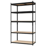 Garvee Estantería Metálica Ajustable 5 Niveles, Capacidad 907 kg, Acero SPCC, Sin Tornillos, para Garaje y Taller, 122×46×183 cm, Negro
