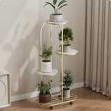 Garvee Soporte para Plantas de Metal de 4 Niveles Escalera Portátil de 93 cm con Ruedas Giratorias Estantería de Hierro para Macetas en Salón Balcón y Terraza Dorado Champán - Oro Champán