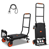 Garvee Carretilla Plegable de Mano Heavy Duty 150 kg, Plataforma de Acero, Ruedas y Cuerdas Elásticas para Almacén y Compras, Estable y Compacta