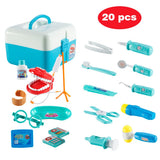 Garvee Juego de Dentista para Niños - 20 Piezas - Kit Médico Infantil de Plástico Seguro para Aula y Casa - Azul