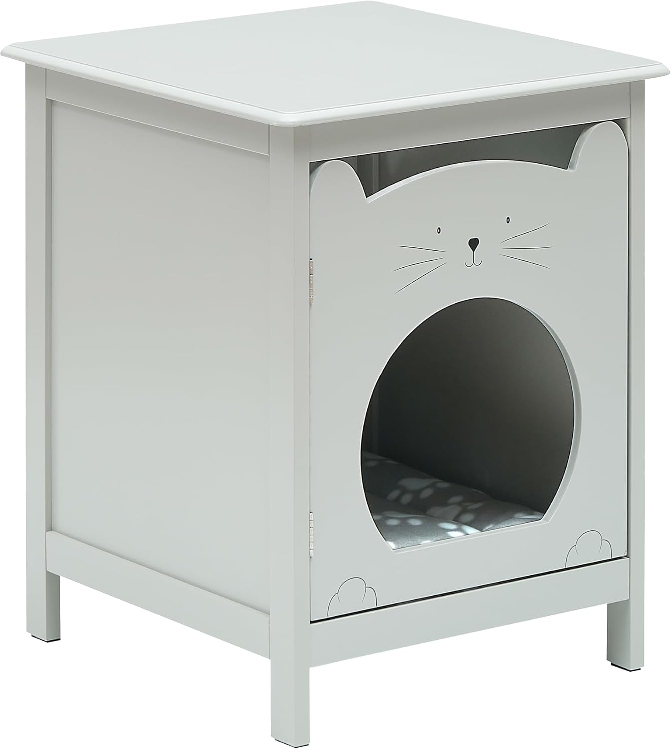 Garvee casa Gato + mesa auxiliar MDF 47×50×50 cm Gris Caja Arena Oculta