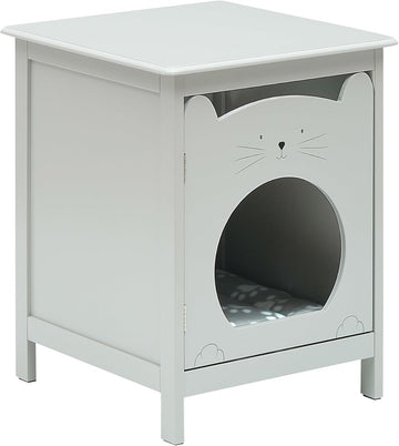 Garvee casa Gato + mesa auxiliar MDF 47×50×50 cm Gris Caja Arena Oculta