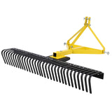 Garvee Rastrillo para Rocas Paisajístico de Acero Resistente 152.4cm, Rotación 360°, Dientes Reemplazables, Conexión 3 Puntos, para Tractores Compactos y Jardinería, Amarillo
