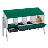 Garvee Caja de Anidación para Gallinas 4 Compartimentos con Soporte, Metal Zinc Galvanizado Mango de Plástico, Diseño Roll Away, Patas Metálicas, Ideal Granjas, Verde - Verde