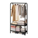 Garvee Perchero De Ropa Resistente Con 2 Estantes Y 6 Ganchos Para Armarios Y Dormitorios, Estructura Metálica Duradera, Diseño Elegante, Fácil Montaje - Negro
