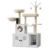 Garvee Enclosure Para Caja De Arena Con Torre De Gato Y Condo, Rascador De Sisal, Plataforma De Peluche Suave, Madera, Minimalista, Para Interiores
