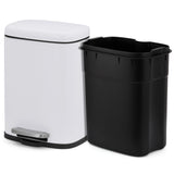 Garvee Cubos De Basura 5L Acero Inoxidable Con Tapa Silenciosa Y Pedal Para Cocina Y Baño Compacto Resistente - Blanco