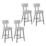 Garvee Conjunto De 4 Taburetes De Barra Bouclé Gris Para Isla De Cocina Y Cafeterías Con Respaldo Y Reposapiés