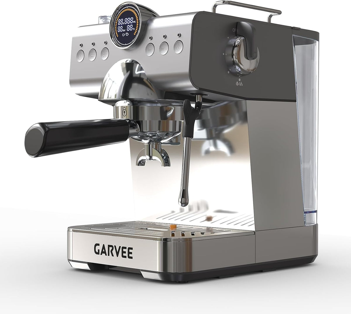 Garvee Máquina De Expreso Semiautomática CM5712-CB, Estilo Italiano, Operación Por Presión, Compacta y Gris, para Hogar y Cocina