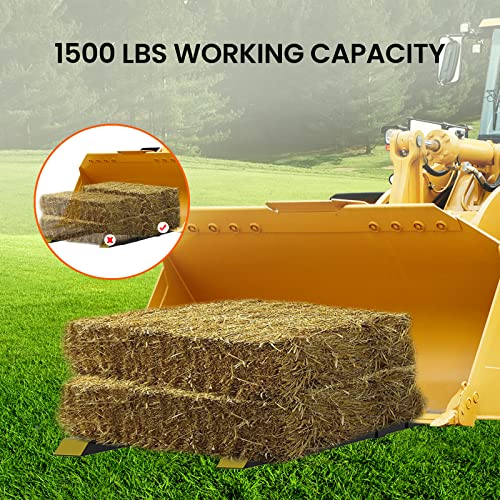 Garvee Horquillas de Palé de 109 cm, Acero Soldado, Capacidad 680.4 kg, Versátiles para Tractor y Cargador, Fácil Instalación, Amarillo & Negro