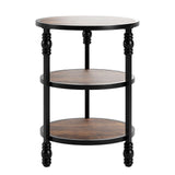 Garvee Mesa auxiliar redonda Garvee de madera, mesa de café con 3 niveles, mesa de salón para dormitorio, 45 x 60 cm, marrón vintage - Vintage