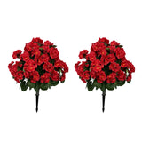 Garvee set 2 Flores Artificiales con Pincho 60x50cm Boj UV-Protección Exterior Interior Rojo - Rojo