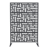 Garvee Panel de Ocultación de Metal 117x180cm, Pantalla Divisora para Jardín y Terraza, Valla Decorativa Exterior de Acero Anticorrosivo, Diseño Geométrico Negro - Negro （Geométrico）