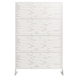 Garvee Valla Decorativa de Metal 183 cm Alto con Diseño de Rizo Antióxido para Jardín y Patio, Acero Recubierto Negro - Blanco （Rayas Horizontales y Verticales）
