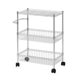 Garvee Carrito Rodante de 3 Niveles con Estantes Ajustables y Ruedas Giratorias para Cocina y Oficina, Acero Carbono, Versátil y Durable - Plata