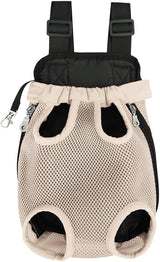 Garvee Mochila Mascota Poliéster XL Beige Ajustable Ventilada Frontal Trasero - Albaricoque