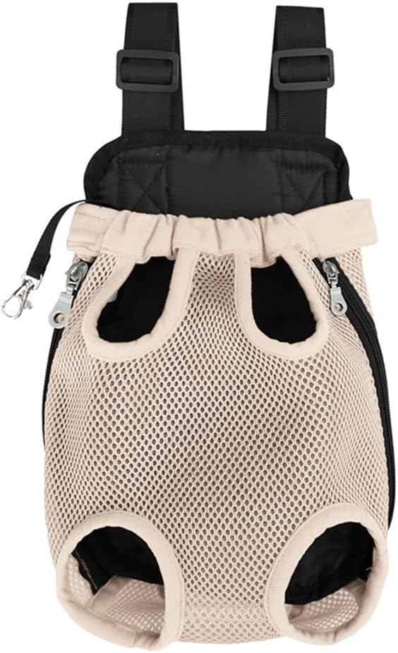 Garvee Mochila Mascota Poliéster XL Beige Ajustable Ventilada Frontal Trasero