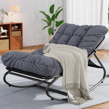 Garvee Silla Mecedora Exterior Papasan de Metal Ajustable Resistente 204 kg Cojín Impermeable Patio Jardín