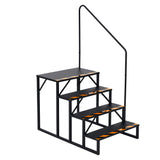 Garvee Escalera portátil para RV con pasamanos de acero, 4 peldaños antideslizantes, estructura triangular, recubrimiento en polvo, para caravanas y exteriores - Pasamanos Unilateral