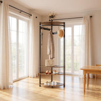 Garvee Perchero esquina 01 semicircular metal 6 ganchos dobles estante zapateros 180cm almacenamiento interior entrada pasillo IdealHouse color Vintage