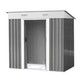 Garvee Cobertizo de Jardín de Acero Galvanizado 196x121 cm Caseta de Almacenamiento Exterior para Herramientas y Bicicletas con Techo Ventilado Gris