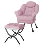 Garvee Silla Lazy Comfy con Ottoman, Ergonómica y Moderna, Tela de Terciopelo, Apartamentos y Salones, Resistente, Plegable, Azul - Rosa