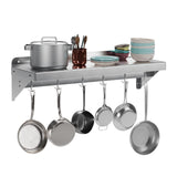 Garvee Estante de Acero Inoxidable 18 Gauge con Ganchos para Cocina y Restaurante 91 × 30 cm Diseño Moderno - Superficie Plana con Ganchos