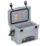 Garvee Nevera Portátil De 20 Cuartos, Enfriador Resistente Con Portavasos Y Regla Para Pesca, Camping Y Picnic, Material LLPDE Y PU, Cierre Hermético - Gris