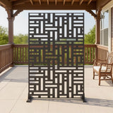 Garvee Pantalla de Privacidad Metálica Exterior 183 × 119 cm Acero Galvanizado para Jardín y Balcón Resistente al Viento y UV - Negro