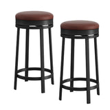 Garvee Taburetes de Bar Giratorios Set de 2 con Cojín de Cuero PU y Marco Metálico para Cocina y Bar en Casa, 24.4 in, Negro - Marrón