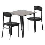 Garvee Juego De Comedor Para 2 Con Sillas Tapizadas, Mesa Cuadrada, Ahorra Espacio, MDF Y Metal, Estable, Ideal Para Apartamentos, Gris - Gris