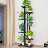 Garvee Soporte plantas metal 7 niveles estantería alta esquina interior exterior estante exhibición sala estar - Gris Oscuro con Plata