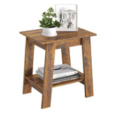 Garvee Mesa Auxiliar Pequeña de Madera Estilo Rústico con 2 Estantes para Dormitorio, Oficina, Sala de Estar, 48.2×30×48.2CM, Rústico Marrón - Marrón