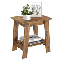 Garvee Mesa Auxiliar Pequeña de Madera Estilo Rústico con 2 Estantes para Dormitorio, Oficina, Sala de Estar, 48.2×30×48.2CM, Rústico Marrón