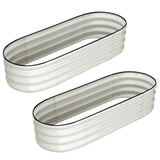 Garvee Set de 2 Cajas de Jardín Elevadas 137x61x30cm Metal Galvanizado para Huertos y Flores al Aire Libre - Blanco