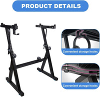 Garvee Soporte Para Teclado Piano Z Reforzado Ajustable Y Portátil Acero Resistente Antideslizante Con Protección Y Gancho Para Escenarios Y Estudios