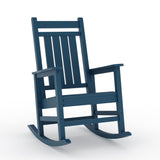 Garvee Silla Mecedora de Exterior de HDPE Asiento Sobredimensionado Apoyabrazos Anchos Resistente a Todo Clima para Jardín y Porche Azul Marino - Azul Marino