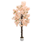 Garvee Árbol Artificial de Cerezo 149cm con Flores Rosas Realistas, Maceta Blanca Estable para Decoración Interior y Exterior - Light Pink
