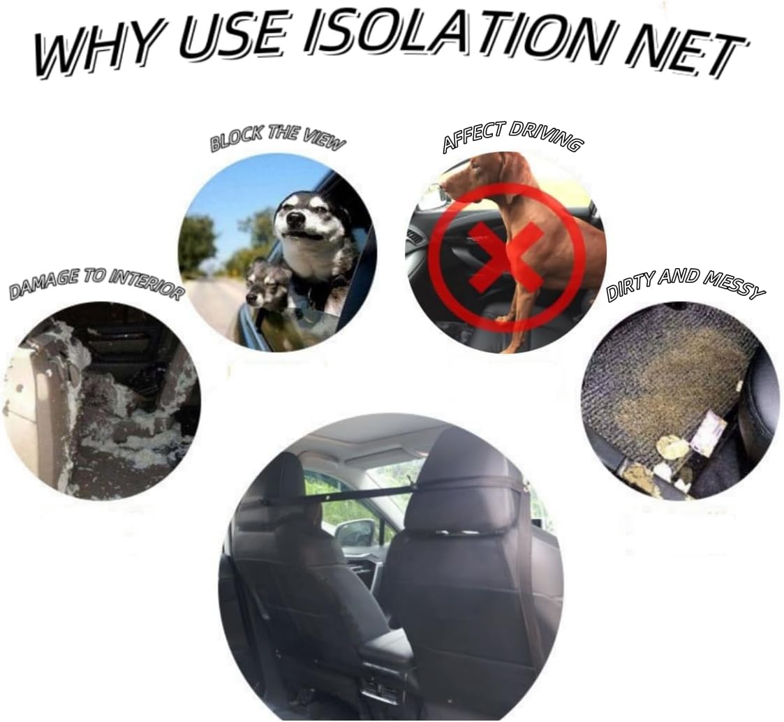 Garvee Barrera Mascota Coche Red Ajustable Transparente Negra SUV Camioneta