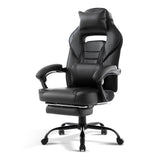 Garvee Silla De Oficina Grande Y Alta, Cuero PU, Soporte Lumbar, Reposapiés, Ajustable, Base Giratoria 360°, Para Hogar Y Oficina, Negro - Negro