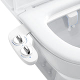 Garvee Bidé para Inodoro de Diseño Ultrafino 6 mm con Doble Mando Cromado y Doble Boquilla Autolimpiable Presión Ajustable para Higiene Íntima y Hemorroides - Blanco/Eb012