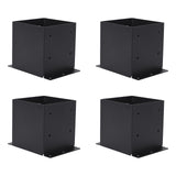 Garvee Juego de 4 Soportes de Base para Poste de 15x15 cm en Acero de 2 mm con Recubrimiento en Polvo para Pérgola y Deck, Negro - Negro