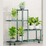 Garvee Soporte plantas metal 4 niveles interior exterior 60.5x26x62cm verde estante flores jardín balcón terraza - Verde