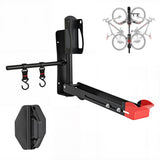 Garvee Soporte de Pared para Bicicletas, Gancho Vertical Plegable con Giro de 120° y Capacidad de 35kg, Colgador de Acero para Garaje o Interior con Ganchos para Accesorios