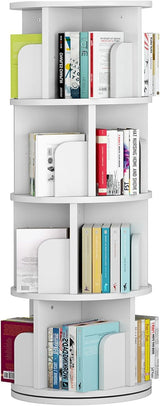 Garvee Estantería giratoria 4 niveles tabla viruta 360° rotación madera impermeable compacta interior dormitorio estudio grain blanco - Blanco