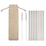 Garvee Set De 13 Pajillas De Acero Inoxidable 304 Rectas Y Curvas Con 2 Cepillos De Limpieza Y Bolsa De Transporte Para Smoothies Y Cócteles