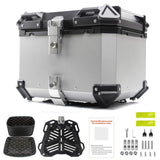 Garvee Maleta para Moto 45L Aluminio Impermeable con Cerradura para Touring, Seguridad, Base Rápida, Gris - Plata Plana