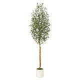 Garvee Árbol Artificial de Olivo 213cm Maceta Blanca Planta Verde Grande Interior Exterior Decoración Hogar Oficina - 1 Pieza