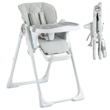 Garvee Kinderhochstuhl YB-H22 - Silla Alta Plegable Para Niños, Diseño Estable, Compacto, Gris, Ideal Para Hogar Y Viajes - Gris claro