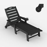 Garvee Chaise Lounge Exterior HDPE con Ruedas 5 Posiciones Ajustables para Piscinas y Jardines 198 × 60 × 32 cm Negro - Negro